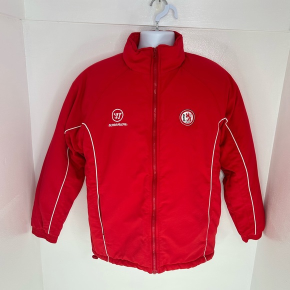 Warrior Düsseldorfer EG DEG Hockey Jacket Size Medium Red Fleece Lined Germany - Picture 2 of 12
